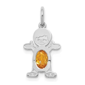 14k White Gold Boy Oval Genuine Citrine