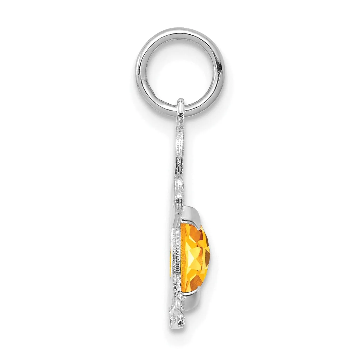 14k White Gold Boy Oval Genuine Citrine