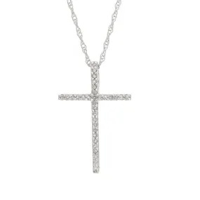 14K White Gold Cross Pendant With Diamonds