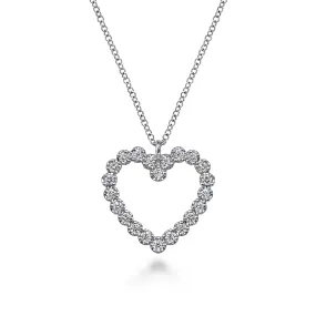 14K White Gold Diamond Heart Necklace