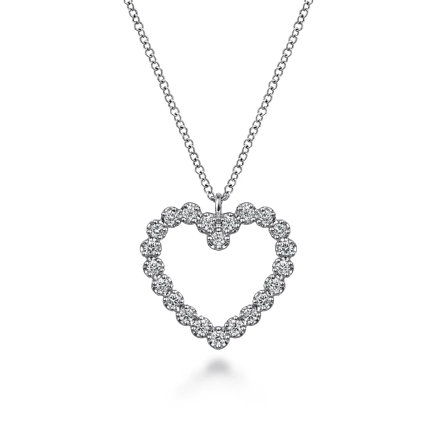 14K White Gold Diamond Heart Necklace