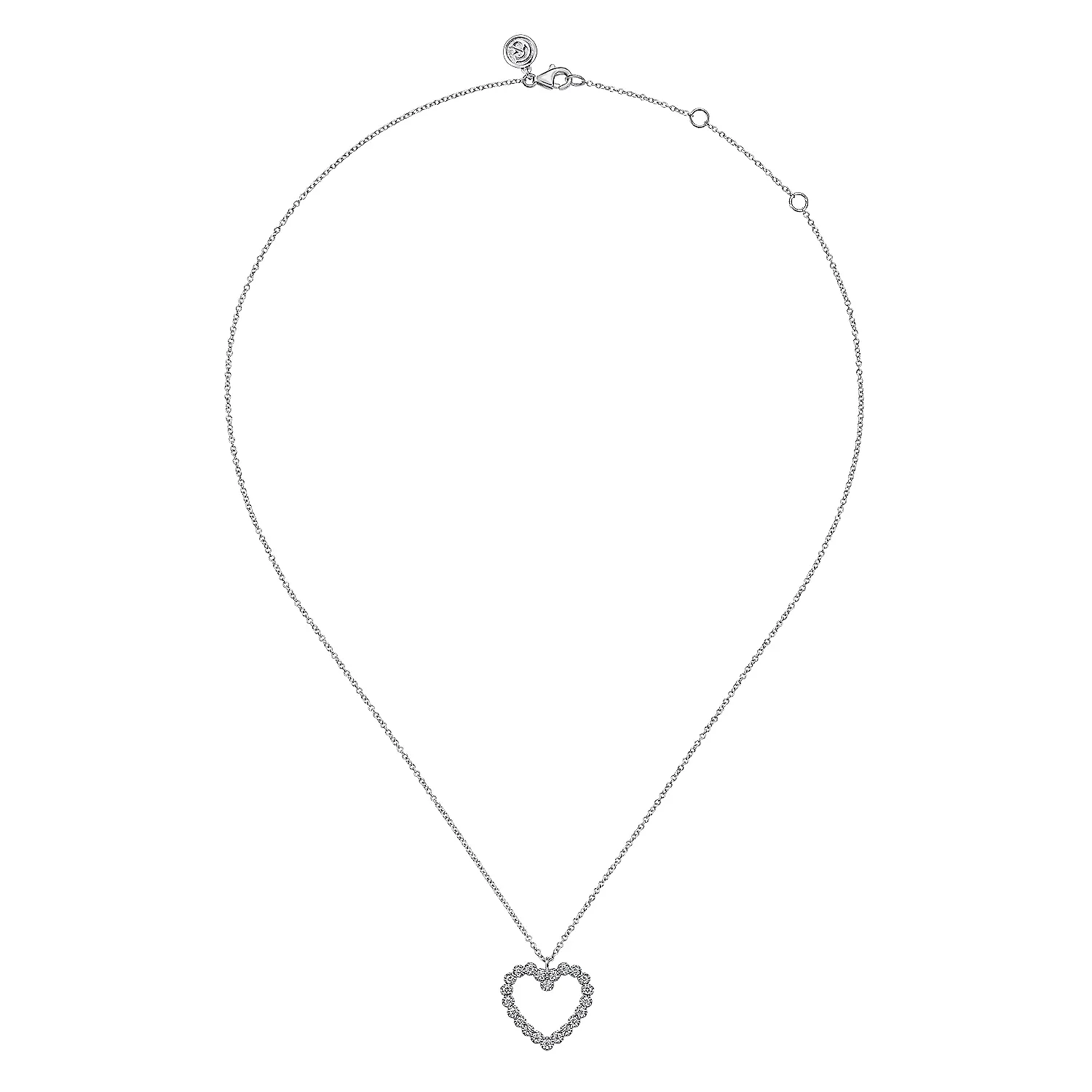 14K White Gold Diamond Heart Necklace