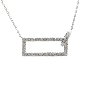 14K White Gold Rectangular Single Micro Pave Diamond