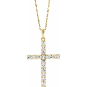 14K Yellow 1 1/4 CTW Natural Diamond Cross 18" Necklace