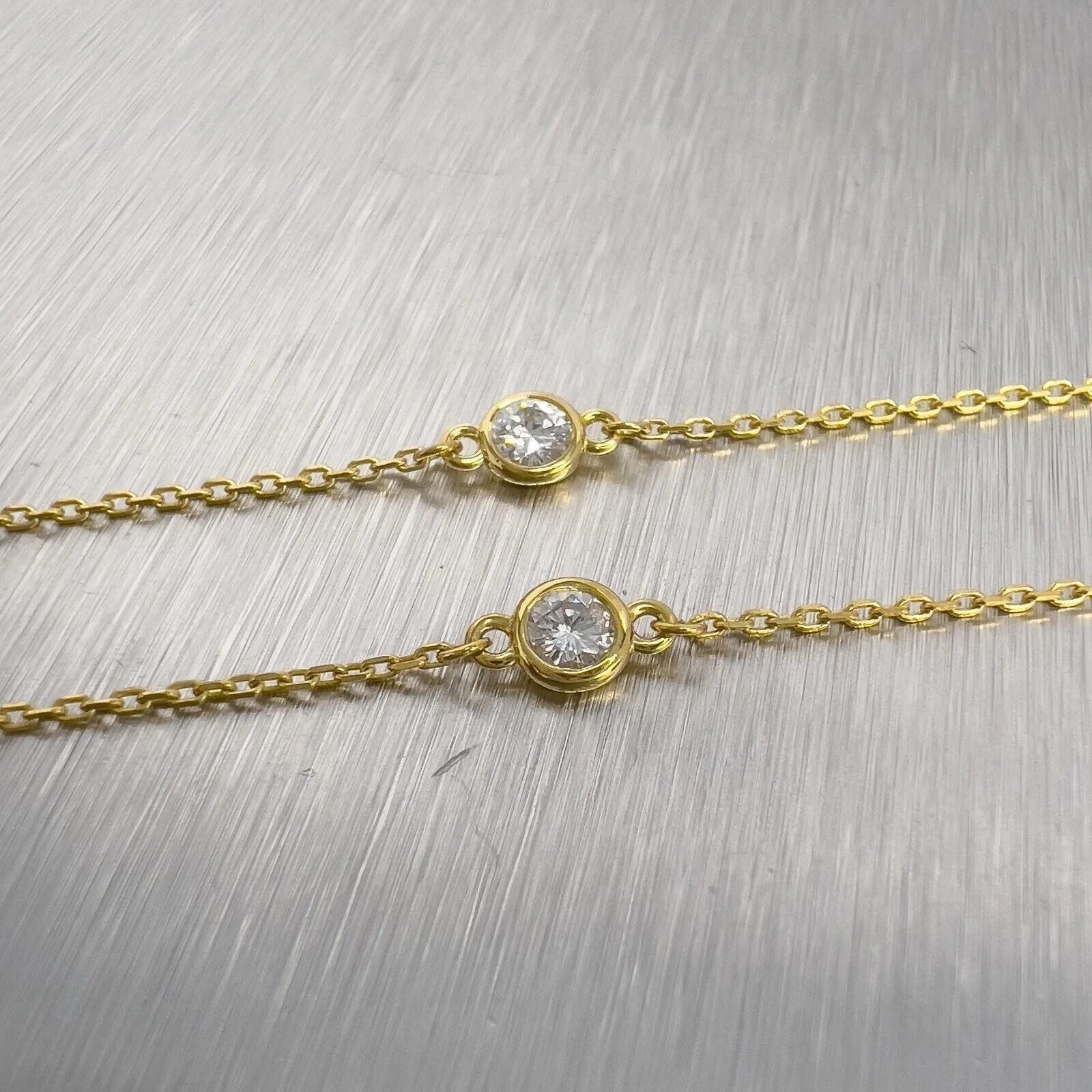 14k Yellow Gold 10 Station Diamonds by the Yard Necklace 0.46ctw 16" 2.2g