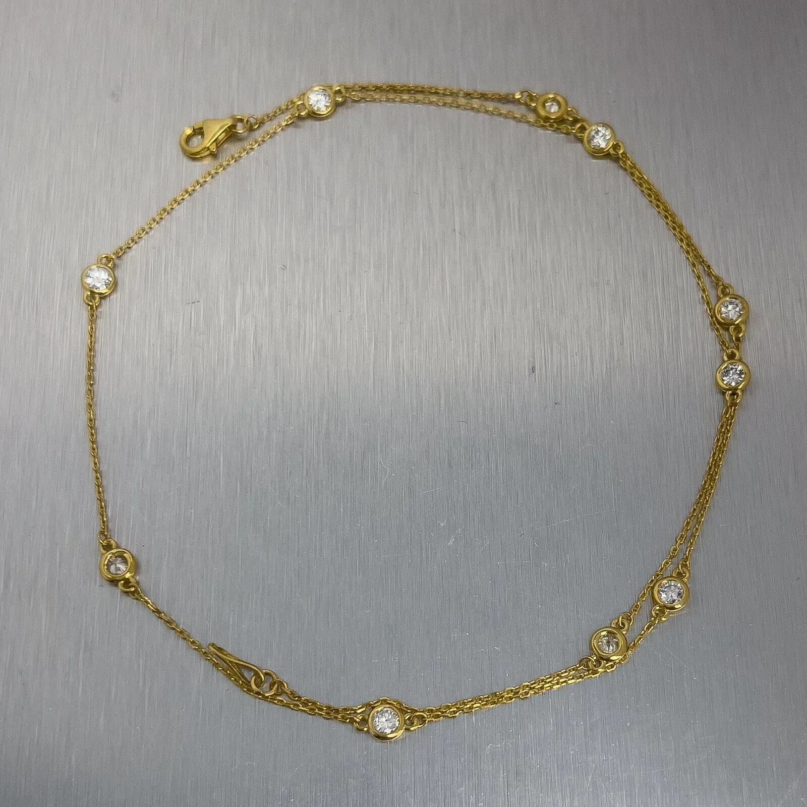 14k Yellow Gold 10 Station Diamonds by the Yard Necklace 0.46ctw 16" 2.2g