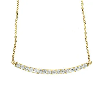 14K Yellow Gold Bar w/Diamonds Necklace SKU: 55841