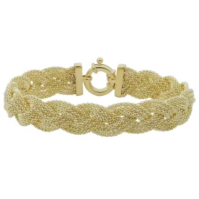 14k Yellow Gold Braided Triple Popcorn Link Womens Bracelet, 7.5"