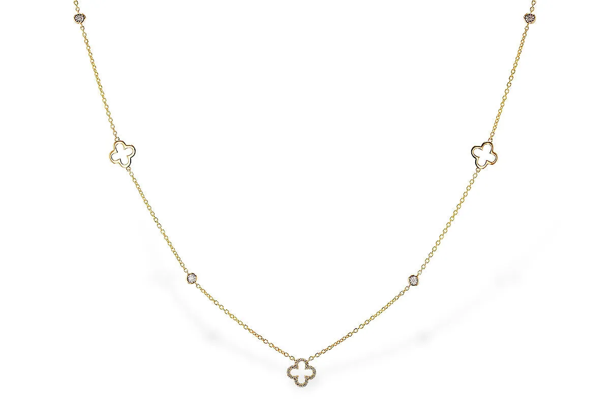 14K Yellow Gold Diamond Fashion Station Necklace, 0.20 Carat TW