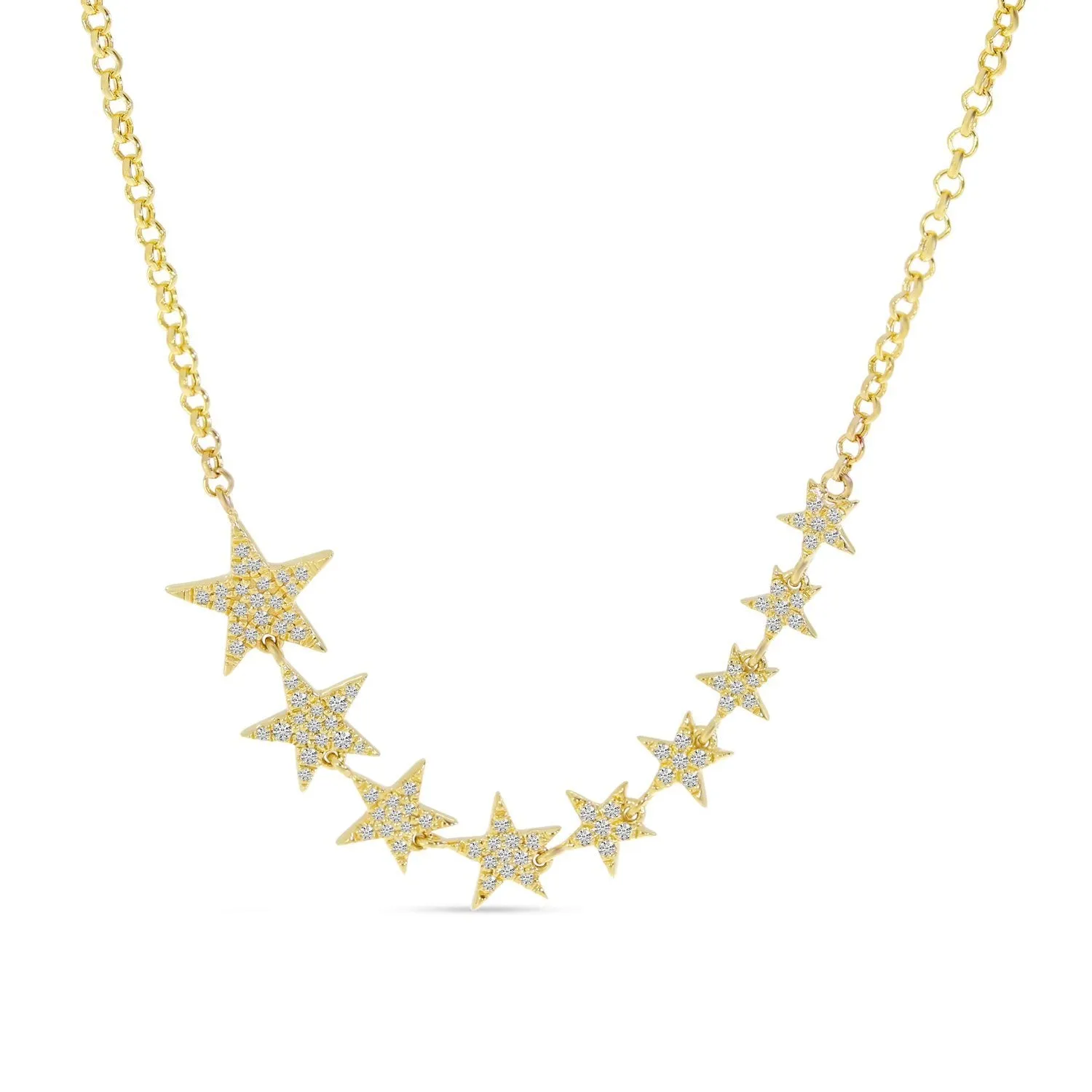 14K Yellow Gold Diamond Star Necklace