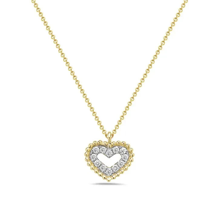 14K Yellow Gold Heart Diamond Necklace