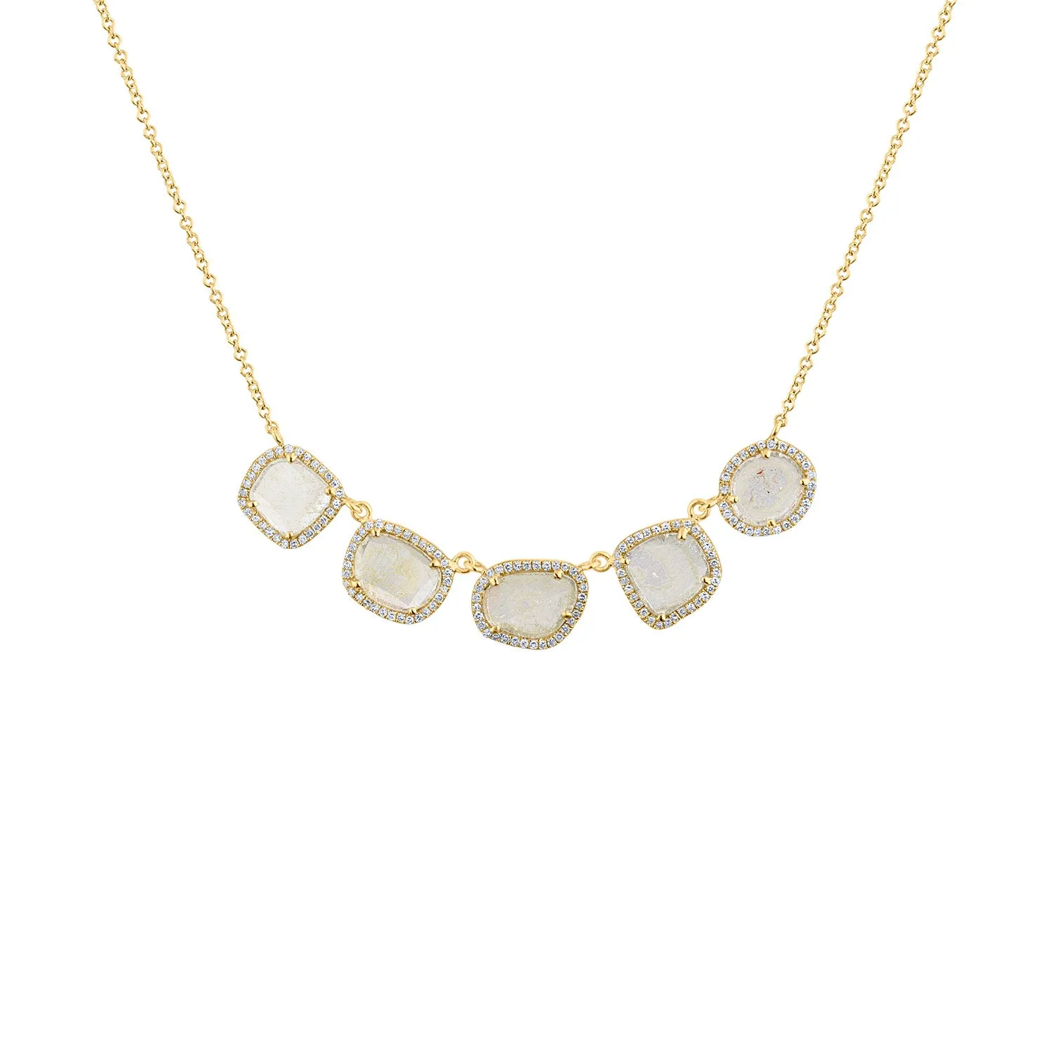 14KT GOLD DIAMOND 5 SLICE NECKLACE