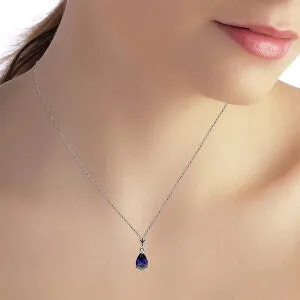 1.5 Carat 14K Solid White Gold Necklace Natural Sapphire