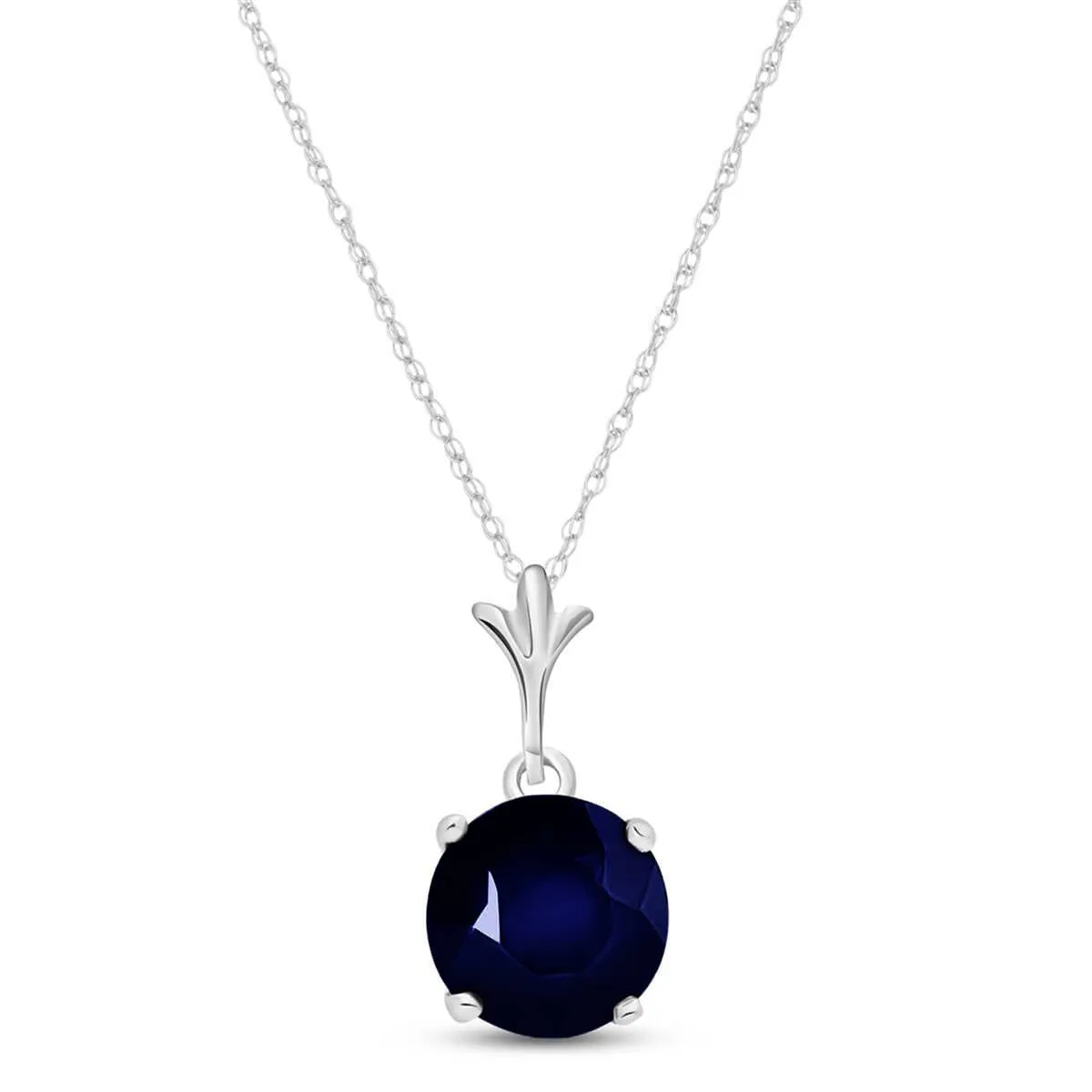 1.65 Carat 14K Solid White Gold Come Back Sapphire Necklace