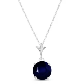 1.65 Carat 14K Solid White Gold Come Back Sapphire Necklace