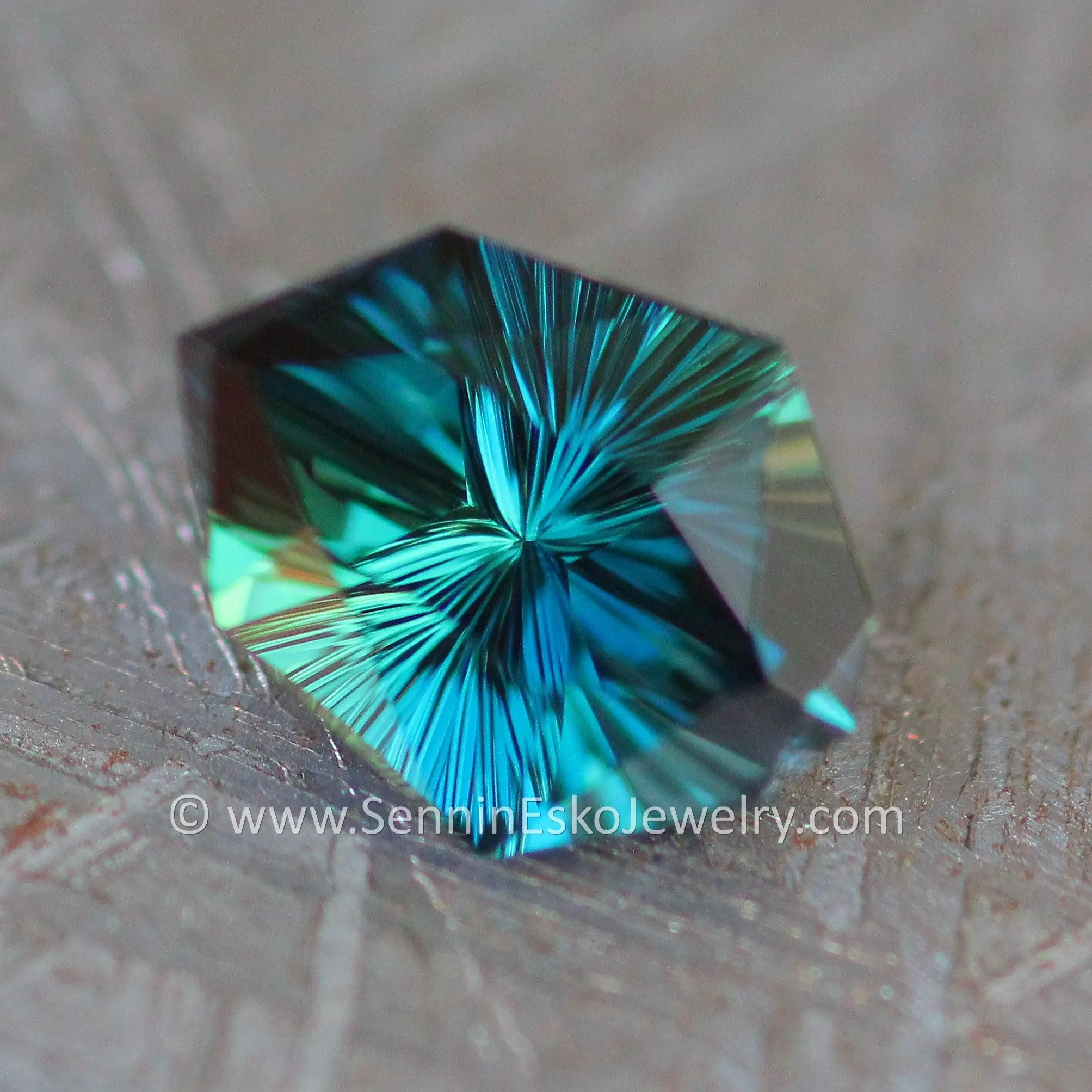 1.76 Carat Deep Neon Blue/Green Sapphire Kite - 8.8x6.7mm, Fantasy Cut