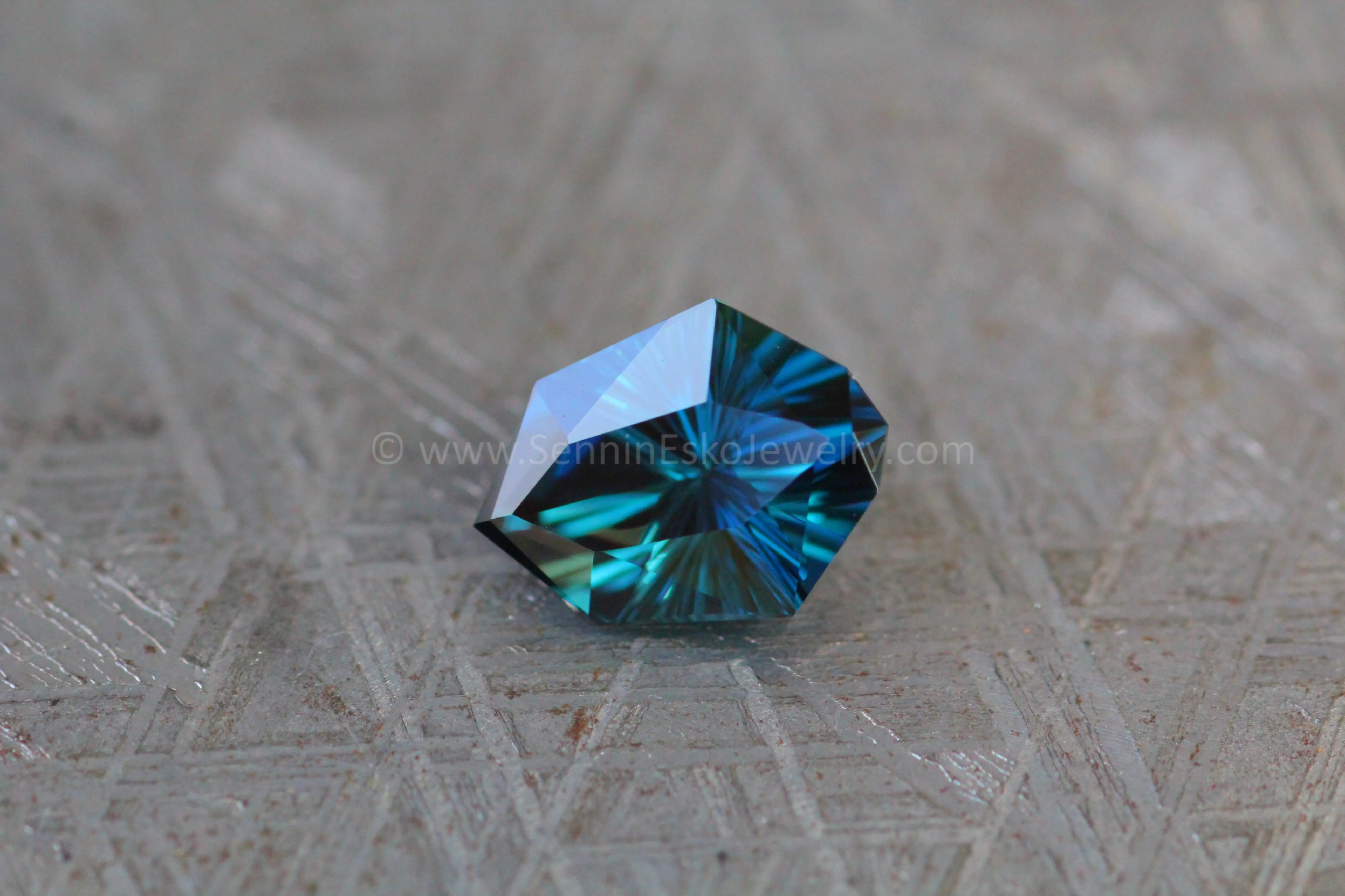 1.76 Carat Deep Neon Blue/Green Sapphire Kite - 8.8x6.7mm, Fantasy Cut