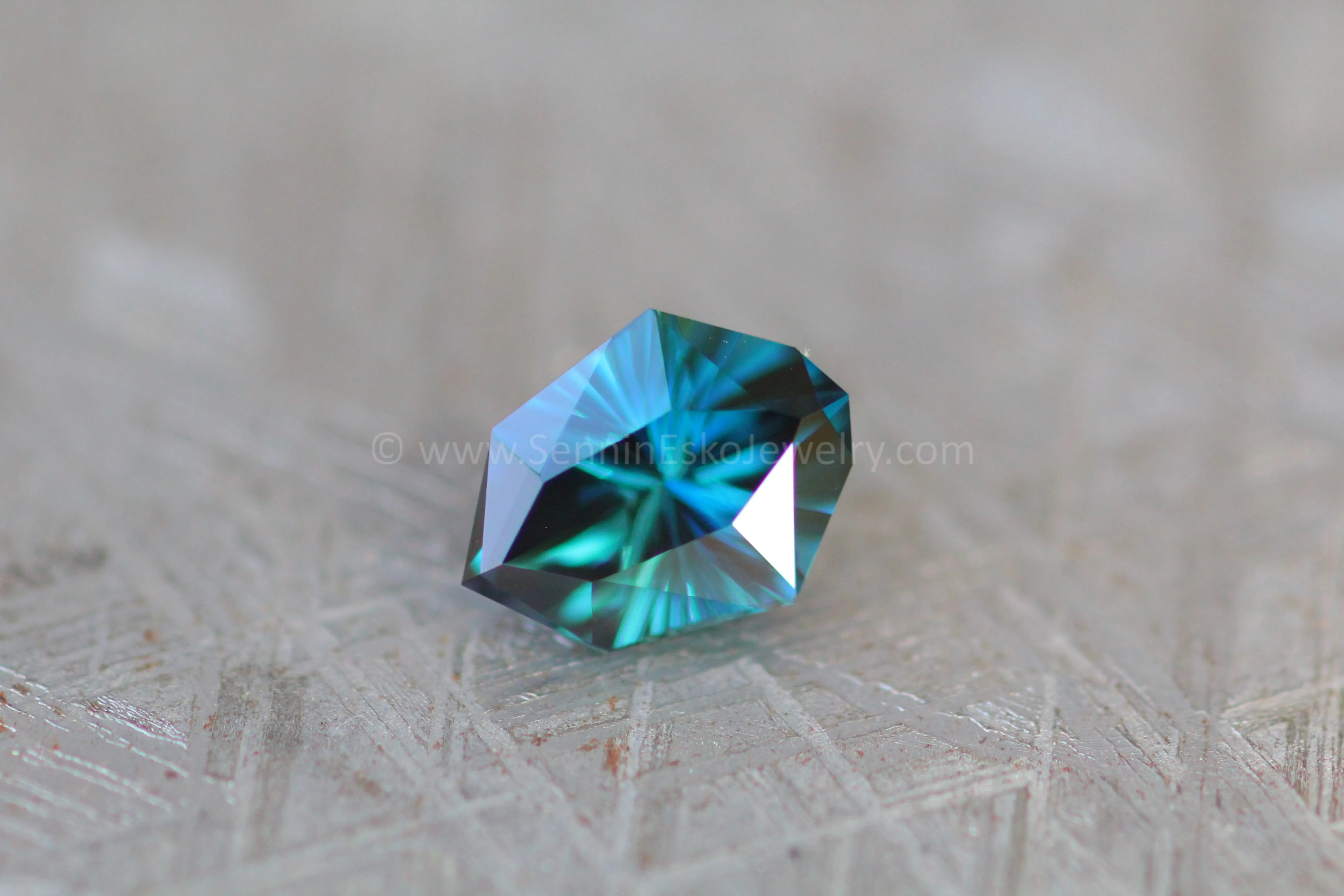 1.76 Carat Deep Neon Blue/Green Sapphire Kite - 8.8x6.7mm, Fantasy Cut