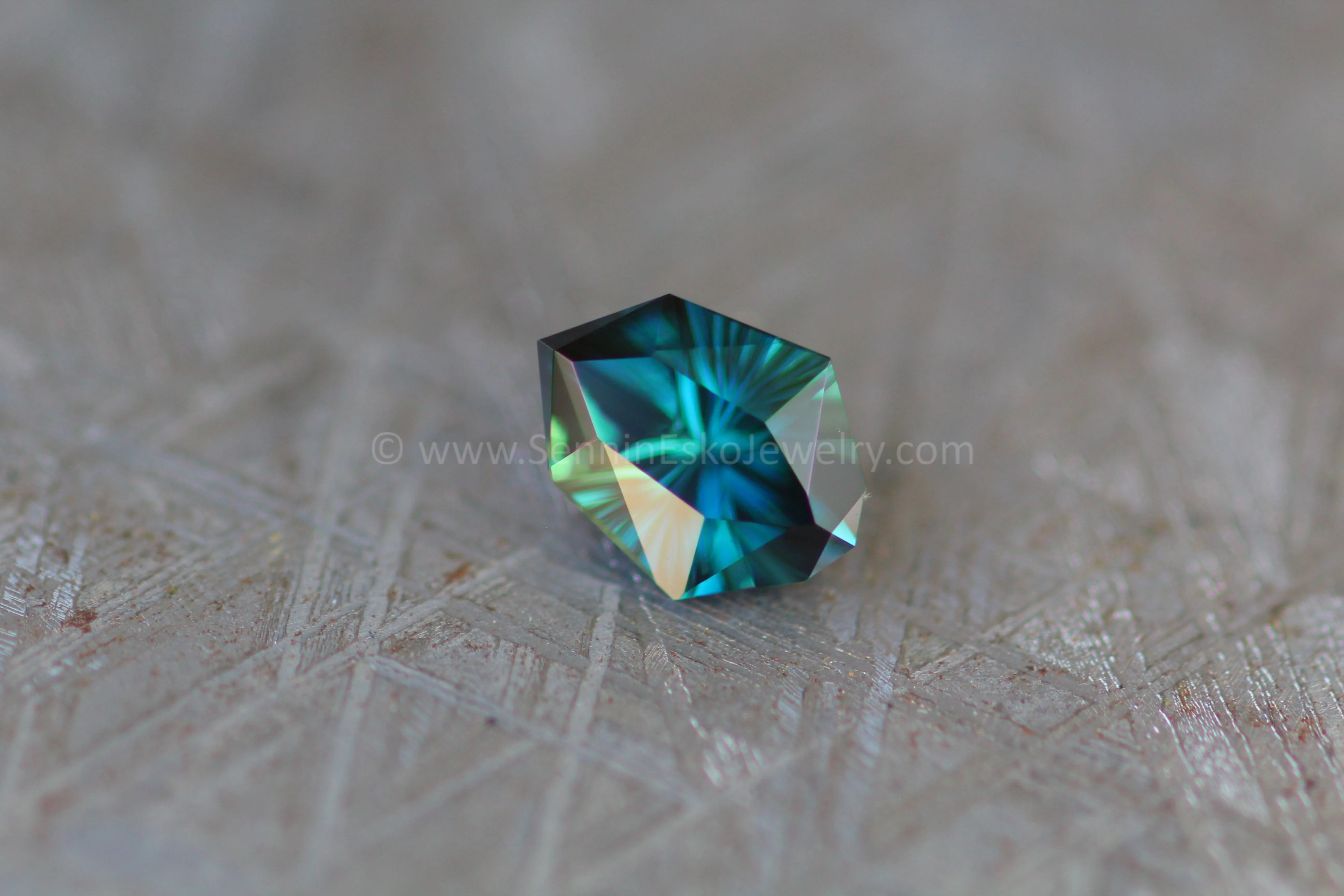 1.76 Carat Deep Neon Blue/Green Sapphire Kite - 8.8x6.7mm, Fantasy Cut