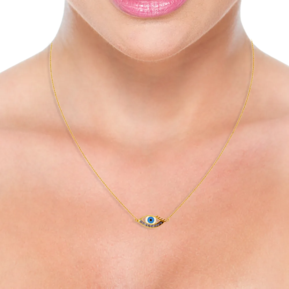 18 K Peacock Eye Themed Diamond And Gold Necklace