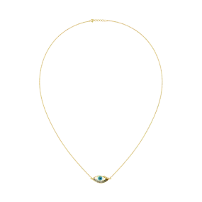 18 K Peacock Eye Themed Diamond And Gold Necklace