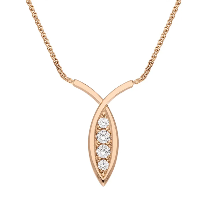 18ct Rose Gold .28ct Diamond Fish Necklace