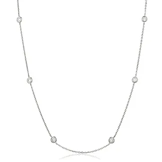 18ct White Gold 0.39ct Round Brilliant Cut Diamond Station Necklace