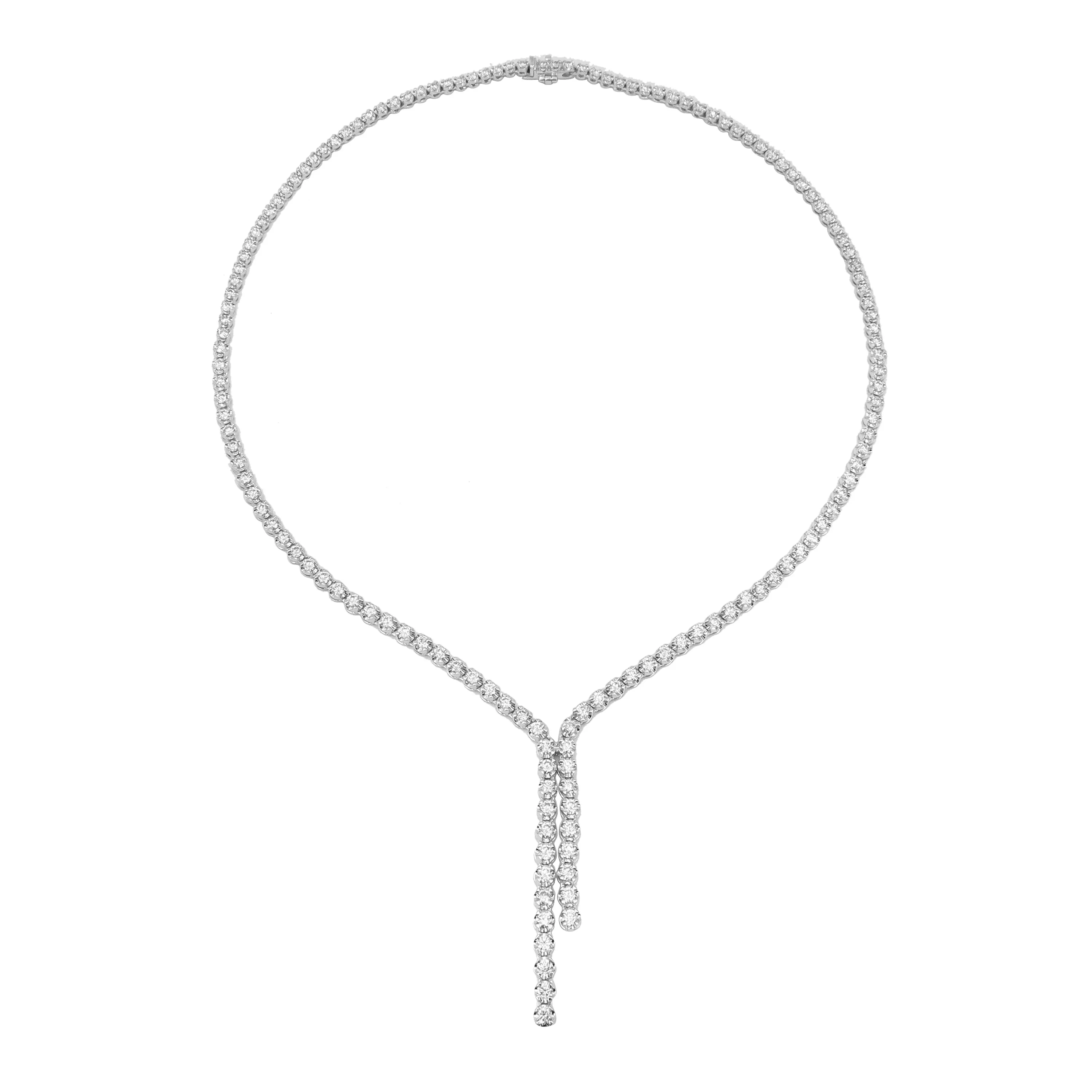 18k Gold & Diamond Lariat Tennis Necklace - 6.53ct