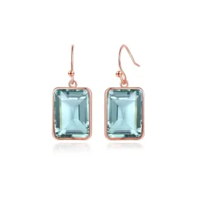 18K Gold Plated Emerald Cut Gemstone Drop Earrings