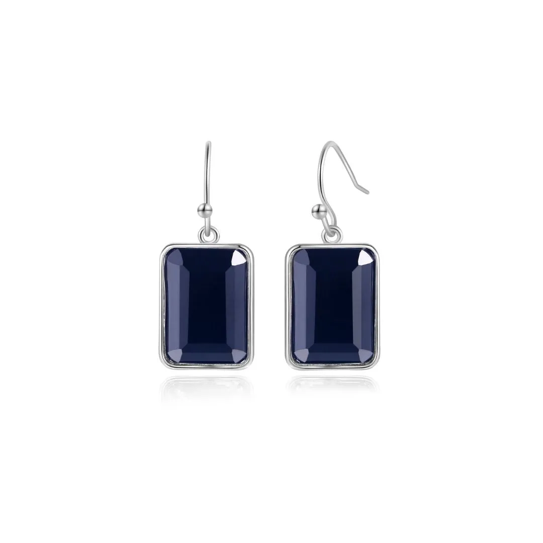 18K Gold Plated Emerald Cut Gemstone Drop Earrings