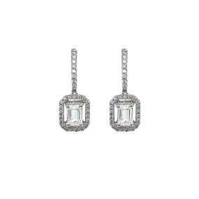 18K White Gold 1.26ct Diamond Halo Drop Earrings