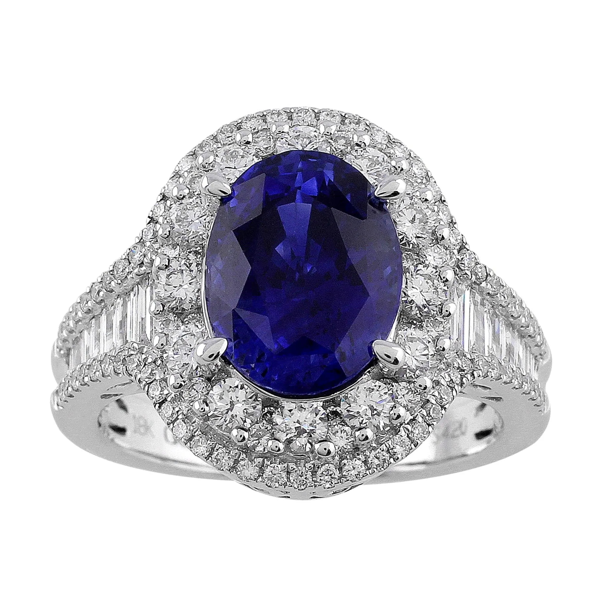 18k White Gold 4.20ct Sapphire Diamond Ring