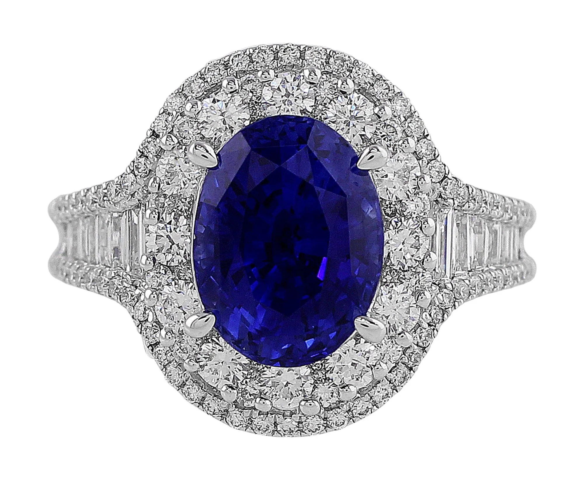 18k White Gold 4.20ct Sapphire Diamond Ring