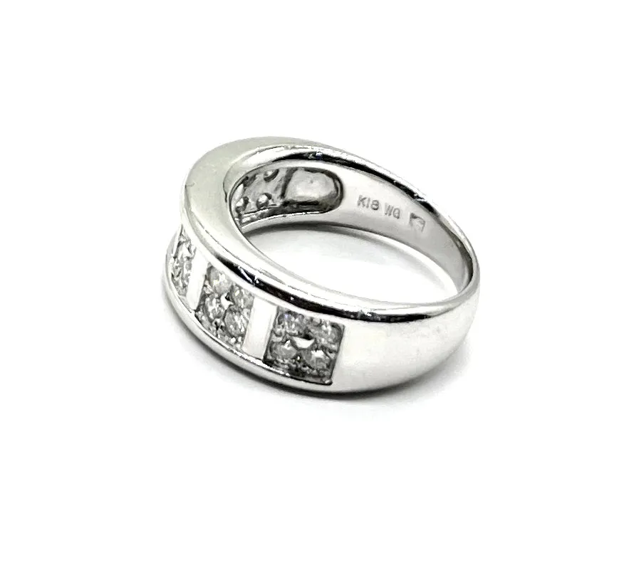 18k White Gold Wide Diamond Band