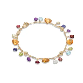 18K Yellow Gold Citrine and Mixed Gemstone Single Strand Bracelet