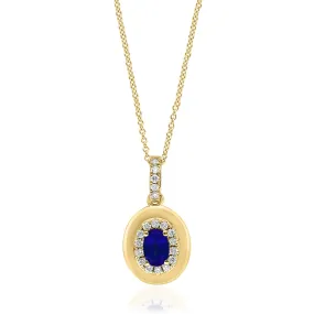 18K Yellow Gold Sapphire and Diamond Necklace