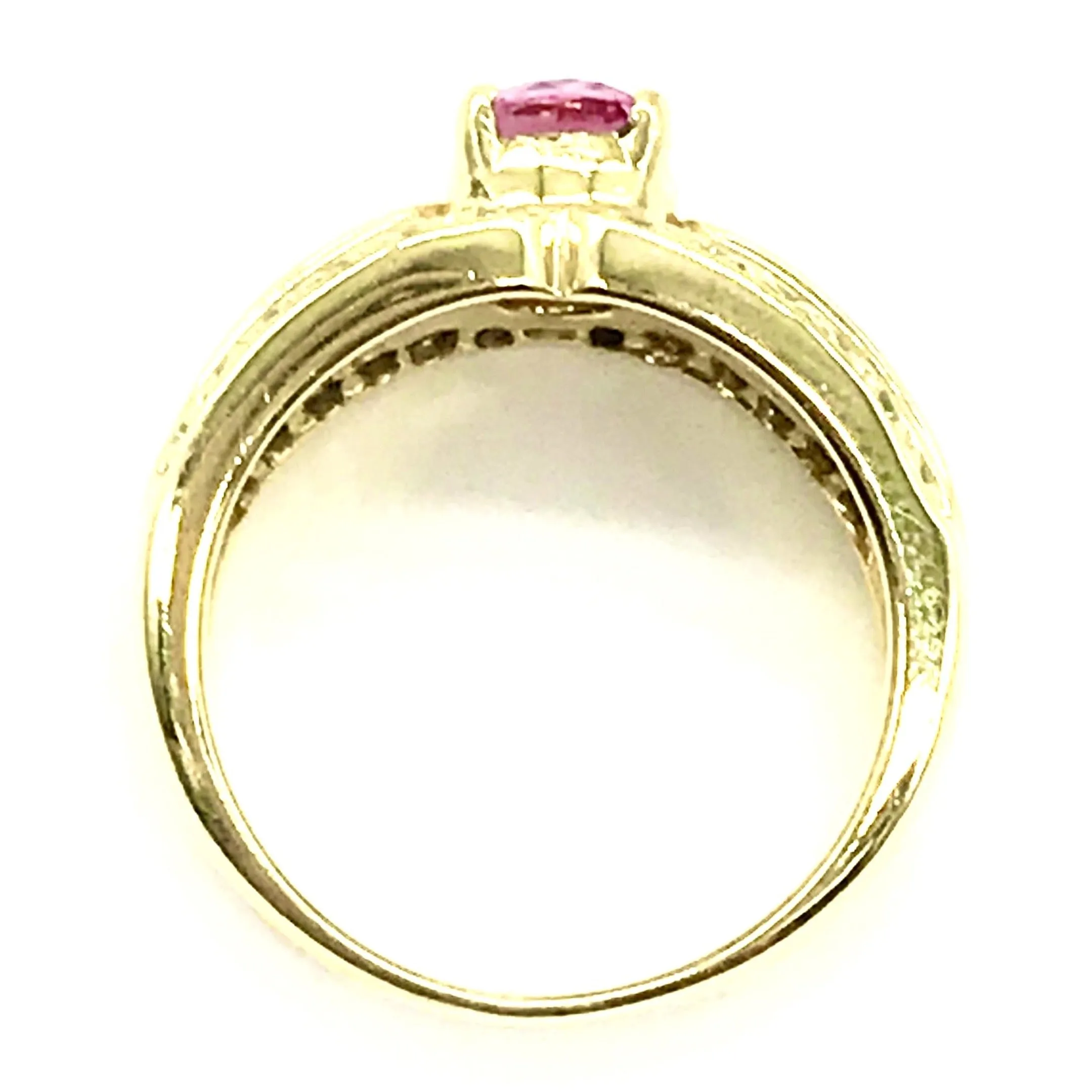 18k YG 3/4ctw Diamond & Pink Sapphire Ring