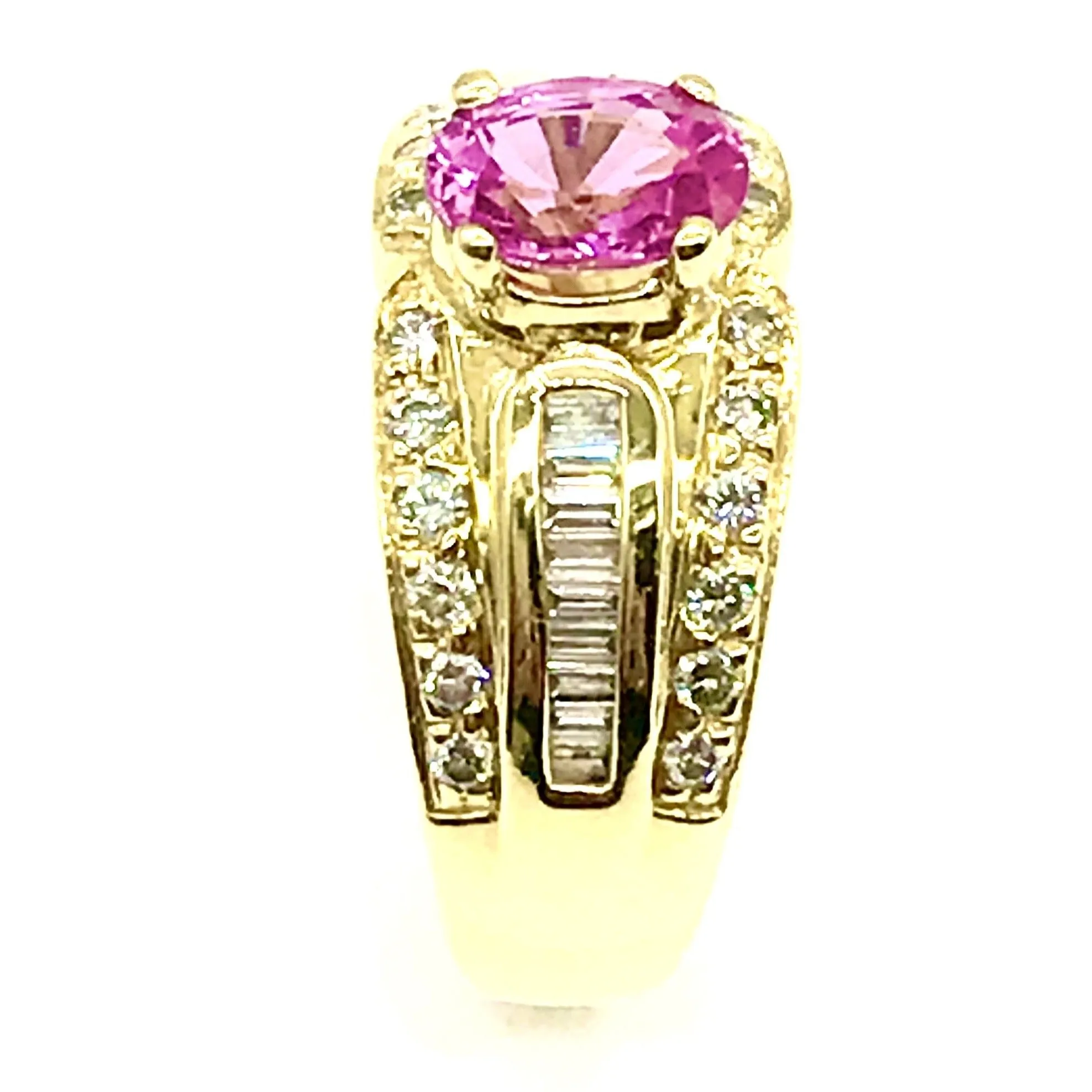 18k YG 3/4ctw Diamond & Pink Sapphire Ring