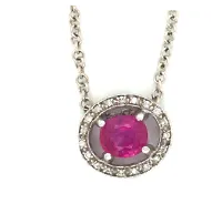 18kt Gold Necklace with No Heat Burma Pink Sapphire and Diamond Charm