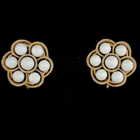 1960s Trifari White & Gold Earrings