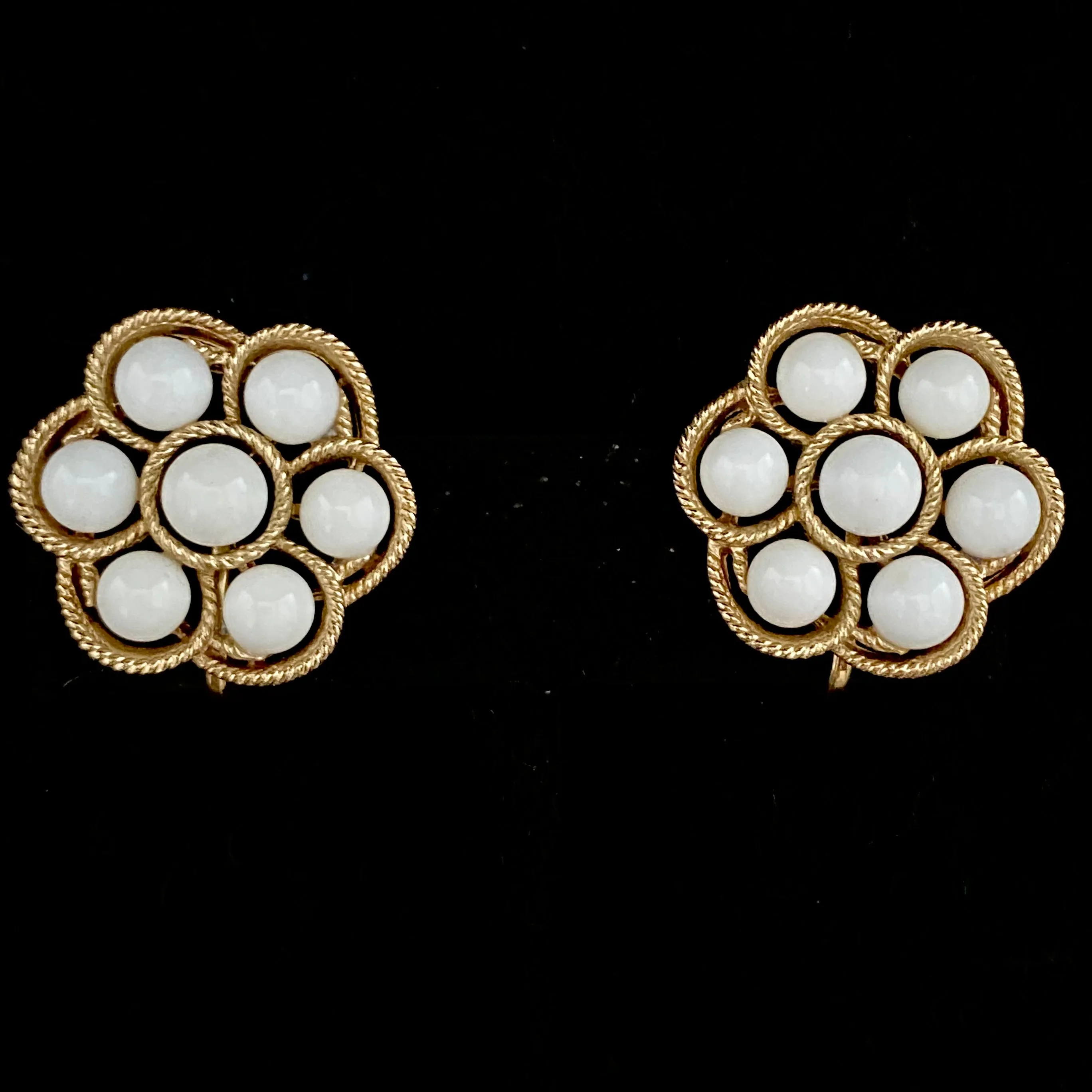 1960s Trifari White & Gold Earrings