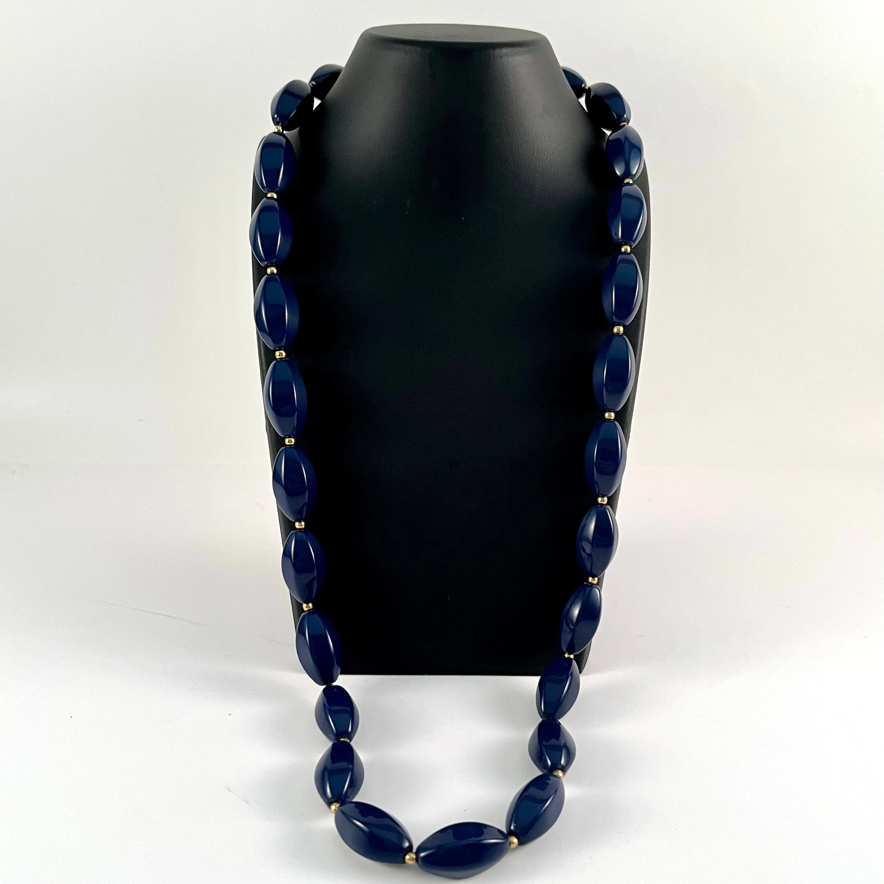 1980s Navy Blue Bead Necklace