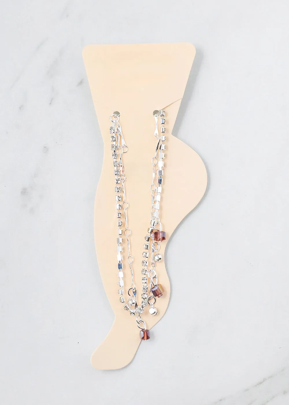 2-Layer Crystal Beads Anklet