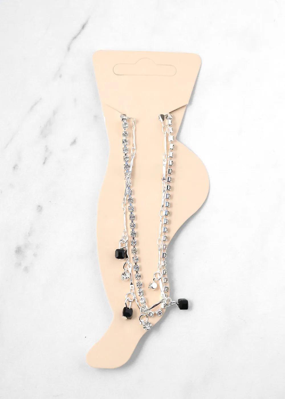 2-Layer Crystal Beads Anklet