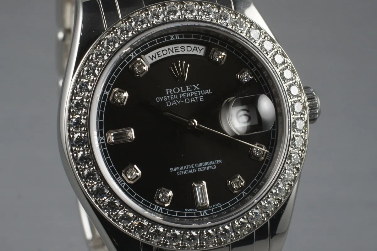 2006 Rolex Platinum Masterpiece Day-Date 18946 Black Diamond Dial and Box and Papers