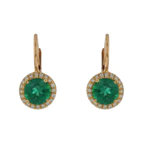 2.13ct Emeralds and 0.17ct Diamond Earrings in 18K Yellow Gold