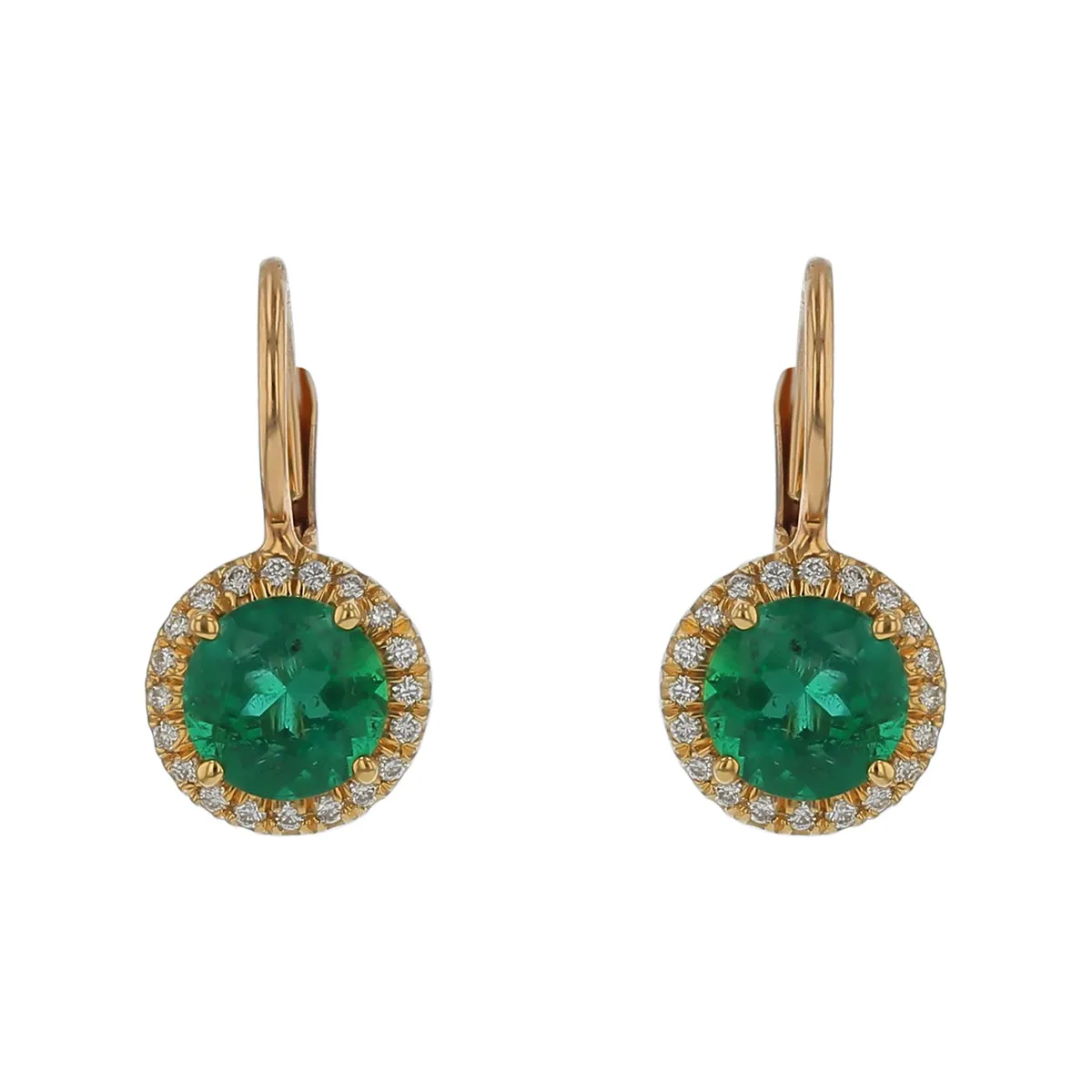 2.13ct Emeralds and 0.17ct Diamond Earrings in 18K Yellow Gold