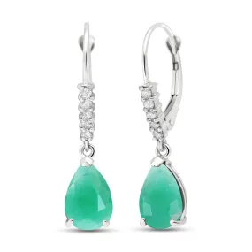 2.15 Carat 14K Solid White Gold Scorching Stare Emerald Diamond Earrings