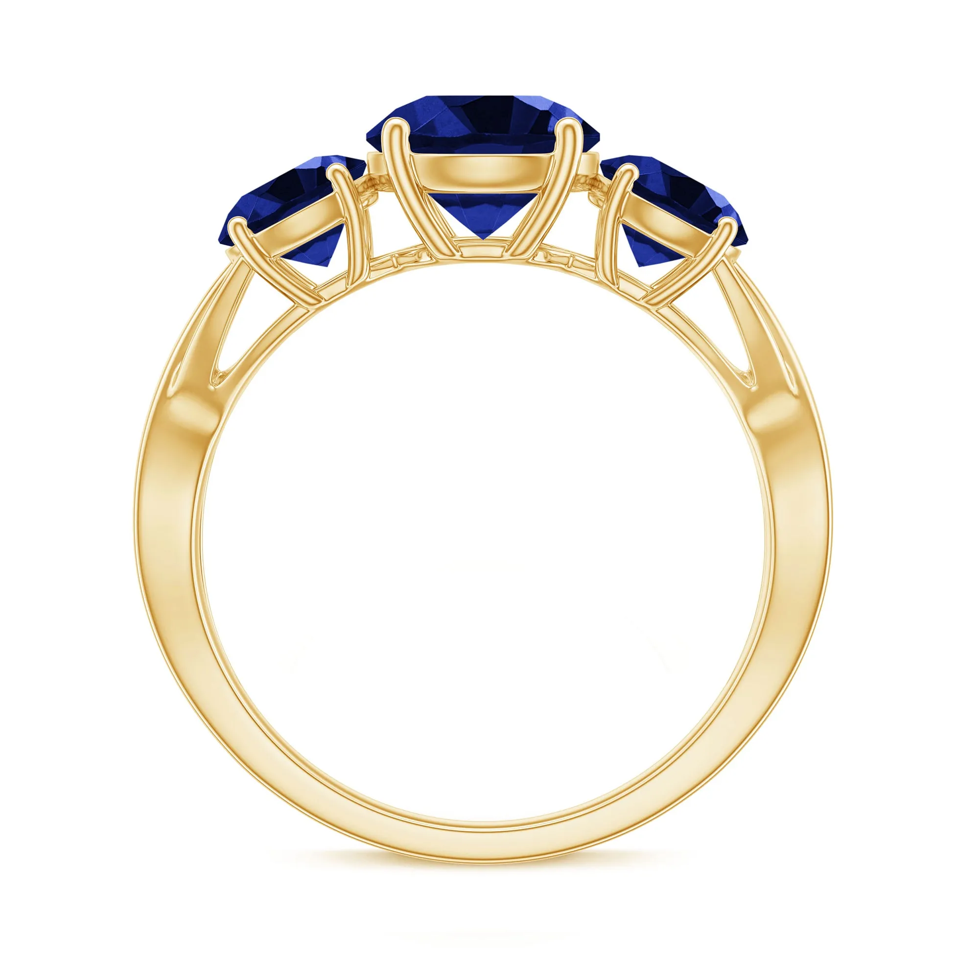 3 CT Lab Created Blue Sapphire Three Stone Engagement Ring