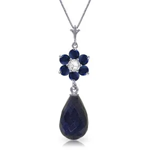 3.83 Carat 14K Solid White Gold Blink Sapphire Diamond Necklace